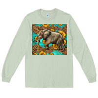 Matcha western sunflowers elephant Long Sleeve Tee - LillyAllenDesigns