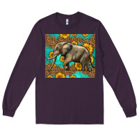 Plum western sunflowers elephant Long Sleeve Tee - LillyAllenDesigns