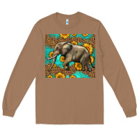 Toasted Coconut western sunflowers elephant Long Sleeve Tee - LillyAllenDesigns