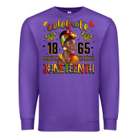 Purple celebrate 1865 juneteenth with black woman Premium Sweatshirt - LillyAllenDesigns