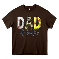 Chocolate Brown dad of both with softball and baseball Heavy Core Tee - texasbilliewilder