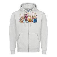 Dove Grey easter coffee cups Zipper Hoodie - MaliasSmallBusiness