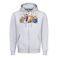 Heather Grey easter coffee cups Zipper Hoodie - MaliasSmallBusiness