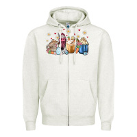 Oatmeal Heather easter coffee cups Zipper Hoodie - MaliasSmallBusiness