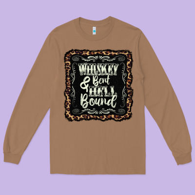 Whiskey Bent Hell Bound Black Long Sleeve Tee Designed By Adodesignshop
