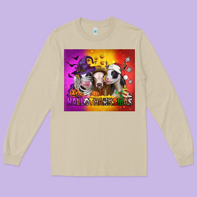 Hallothanksmas Heifers Long Sleeve Tee Designed By Jasminsmagicworld