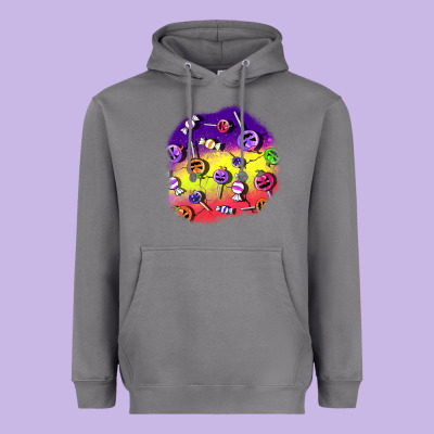 Halloween Candy  Patches Heavyweight Hoodie Designed By Bundleandbundleshop