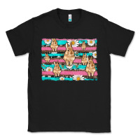 Black easter bunny with daisy and turquoise cowhide leopard  background Classic Tee - Artiststas