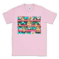 Bubblegum Pink easter bunny with daisy and turquoise cowhide leopard  background Classic Tee - Artiststas