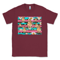 Burgundy easter bunny with daisy and turquoise cowhide leopard  background Classic Tee - Artiststas
