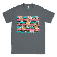 Charcoal Heather easter bunny with daisy and turquoise cowhide leopard  background Classic Tee - Artiststas