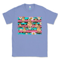 Colony Blue easter bunny with daisy and turquoise cowhide leopard  background Classic Tee - Artiststas