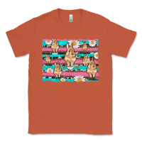 Copper easter bunny with daisy and turquoise cowhide leopard  background Classic Tee - Artiststas