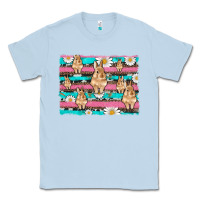Dusty Blue easter bunny with daisy and turquoise cowhide leopard  background Classic Tee - Artiststas