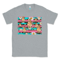 Heather Grey easter bunny with daisy and turquoise cowhide leopard  background Classic Tee - Artiststas