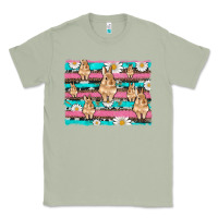 Matcha easter bunny with daisy and turquoise cowhide leopard  background Classic Tee - Artiststas