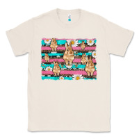 Natural easter bunny with daisy and turquoise cowhide leopard  background Classic Tee - Artiststas