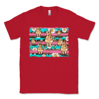 Red easter bunny with daisy and turquoise cowhide leopard  background Classic Tee - Artiststas