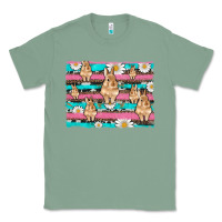 Sage easter bunny with daisy and turquoise cowhide leopard  background Classic Tee - Artiststas