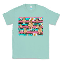 Seafoam easter bunny with daisy and turquoise cowhide leopard  background Classic Tee - Artiststas