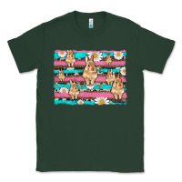 Sports Green easter bunny with daisy and turquoise cowhide leopard  background Classic Tee - Artiststas