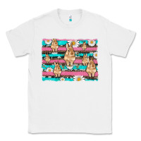 White easter bunny with daisy and turquoise cowhide leopard  background Classic Tee - Artiststas