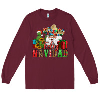 Burgundy feliz navidad Spanish Christmas Long Sleeve Tee - Jasminsmagicworld