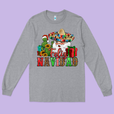 Feliz Navidad Spanish Christmas Long Sleeve Tee Designed By Jasminsmagicworld
