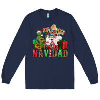 Navy feliz navidad Spanish Christmas Long Sleeve Tee - Jasminsmagicworld