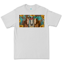 Dove Grey horses with leopard and sunflowers Premium Tee - RanaPortraitStore