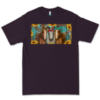 Plum horses with leopard and sunflowers Premium Tee - RanaPortraitStore