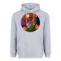 Heather Grey halloween round Heavyweight Hoodie - BundleAndBundleShop