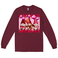 Burgundy valentines gnomies with leopard Long Sleeve Tee - NancyCooperArtShop