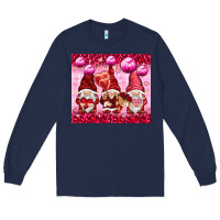 Navy valentines gnomies with leopard Long Sleeve Tee - NancyCooperArtShop