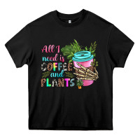Black all i need is coffee and plants Heavy Core Tee - texasbilliewilder