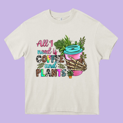 All I Need Is Coffee And Plants Heavy Core Tee Designed By Texasbilliewilder