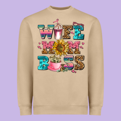 Wife Mom Boss Heavyweight Sweatshirt Designed By Adodesignshop