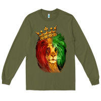 Army Green Juneteenth Lion King Long Sleeve Tee - LillyAllenDesigns