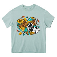 Arona cowhide leopard hearts Heavy Core Tee - texasbilliewilder