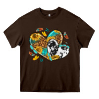 Chocolate Brown cowhide leopard hearts Heavy Core Tee - texasbilliewilder
