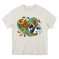 Cream cowhide leopard hearts Heavy Core Tee - texasbilliewilder