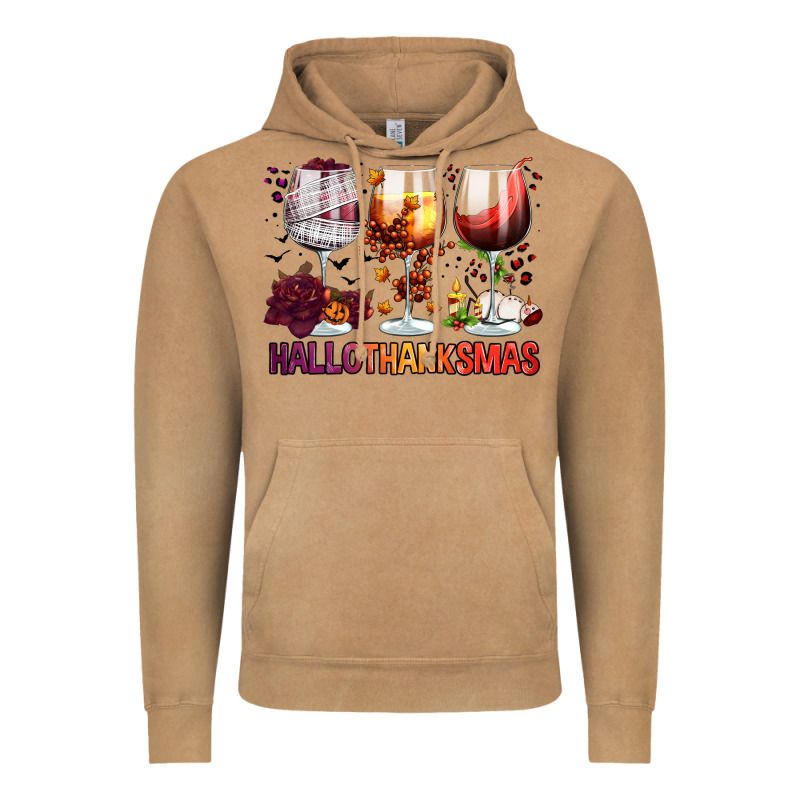 Hallothanksmas Halloween Thanksgiving  Christmas Wine Vintage Hoodie by FaDigitalArtStudio | Teevron