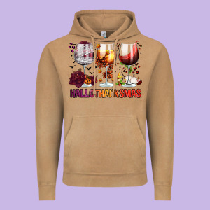 Hallothanksmas Halloween Thanksgiving  Christmas Wine Vintage Hoodie Designed By Fadigitalartstudio