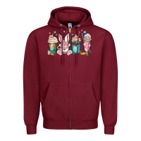 Burgundy easter coffee cups Zipper Hoodie - MaliasSmallBusiness