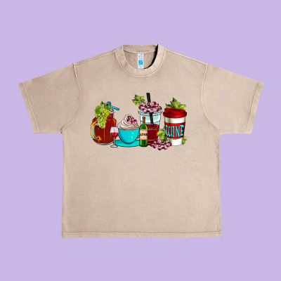 Wine Coffee Cups Urban Heavy Tee Designed By Adodesignshop