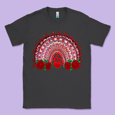 Valentine's Day Rainbow With Roses Classic Tee Designed By Adodesignshop