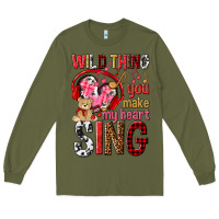 Army Green wild thing you make my heart sing Long Sleeve Tee - NancyCooperArtShop