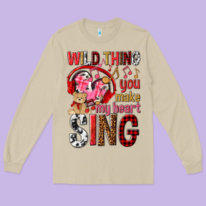 Wild Thing You Make My Heart Sing Long Sleeve Tee Designed By Nancycooperartshop