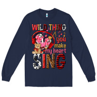 Navy wild thing you make my heart sing Long Sleeve Tee - NancyCooperArtShop