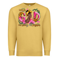 Antique Gold with god all things are possible black woman Premium Sweatshirt - LillyAllenDesigns